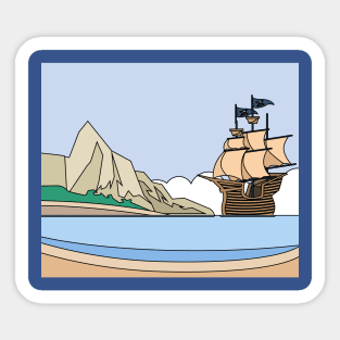 Ships In The Middle Of The Lake Ocean Sticker